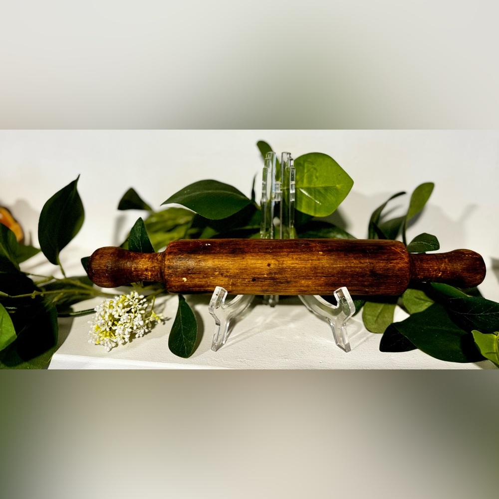 Antique Primitive 14” Rolling Pins Wood Hand Carved One Piece Rustic Patina
